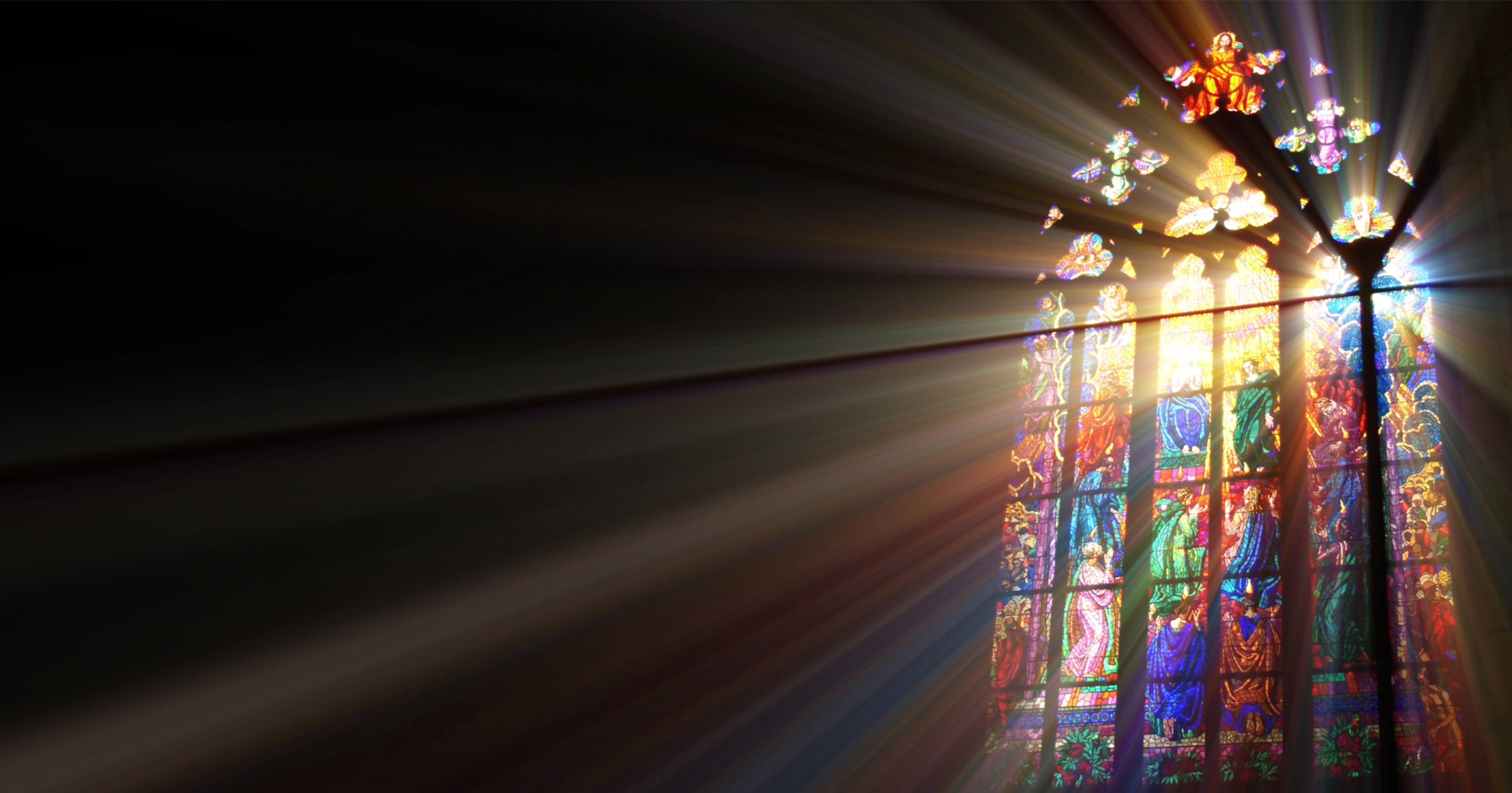 Luz de vitral de igreja