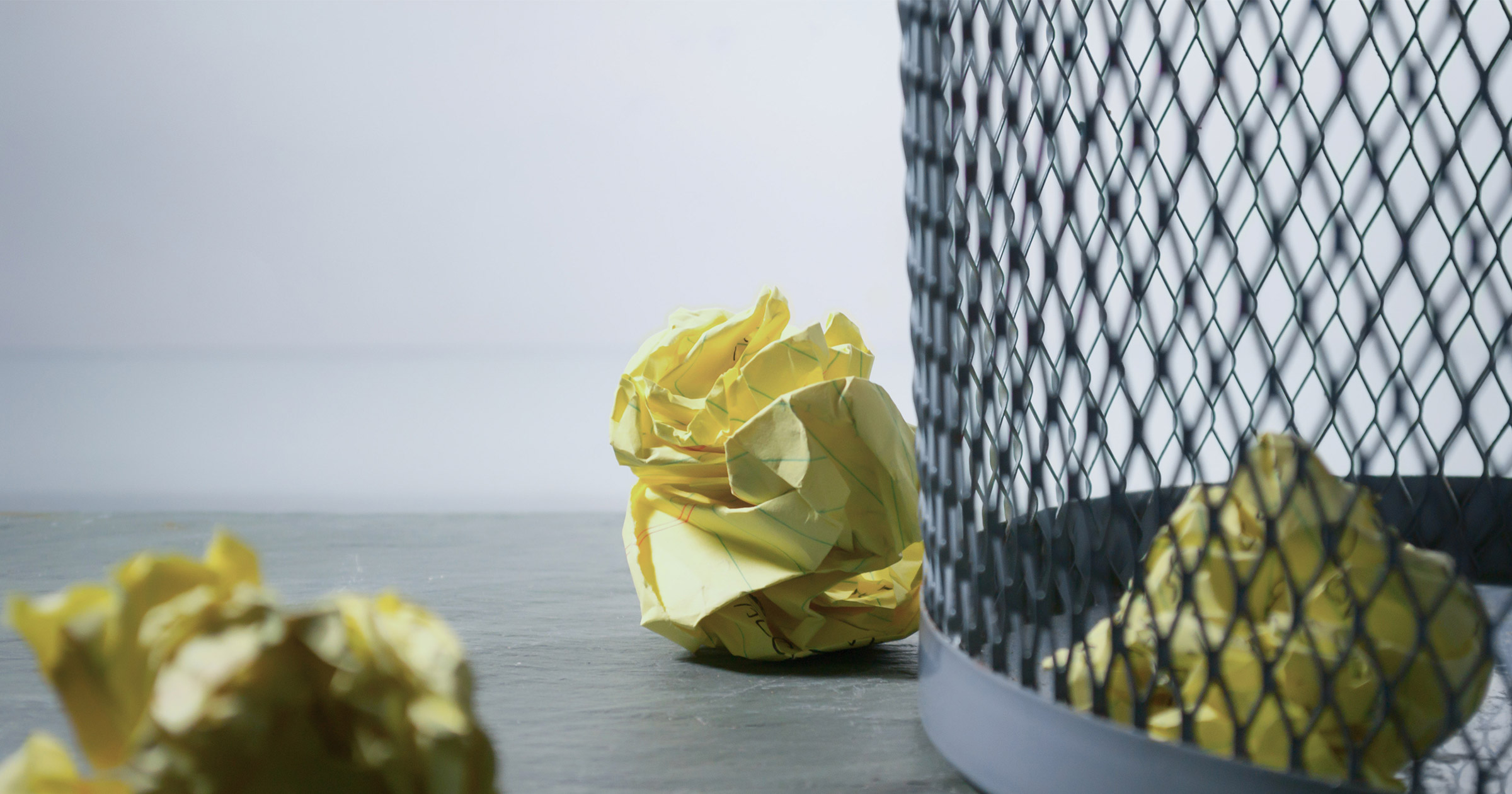 Crumpled Paper Trash Basket